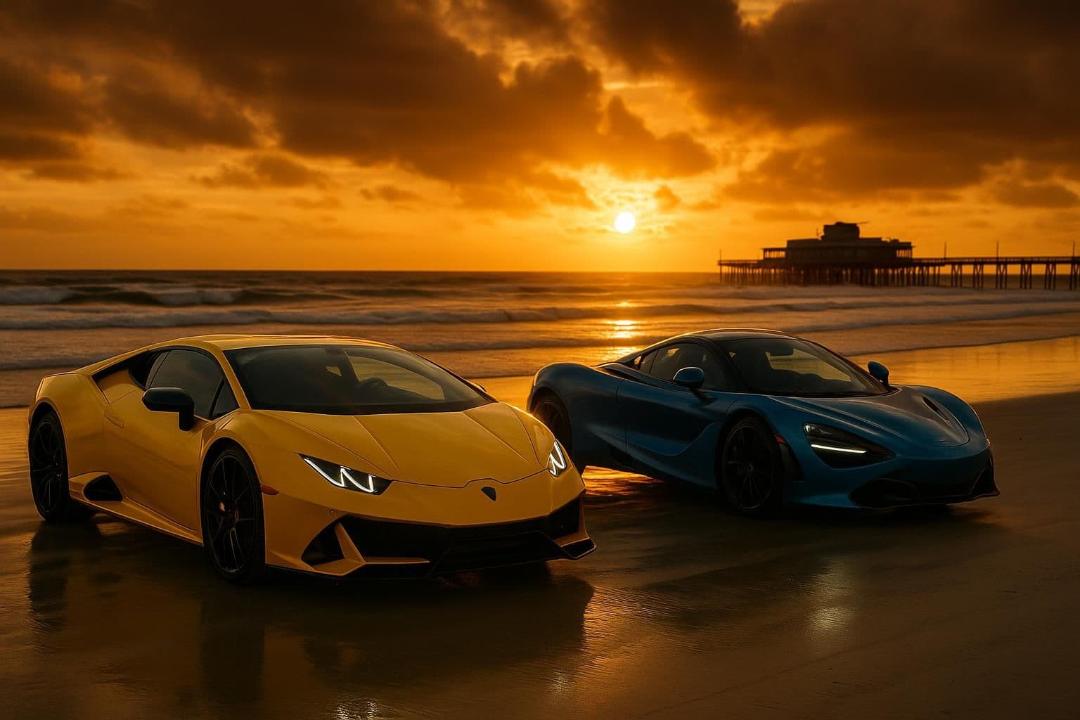 Exotic car rental Daytona Beach supercar parked near the beach in Speedway City