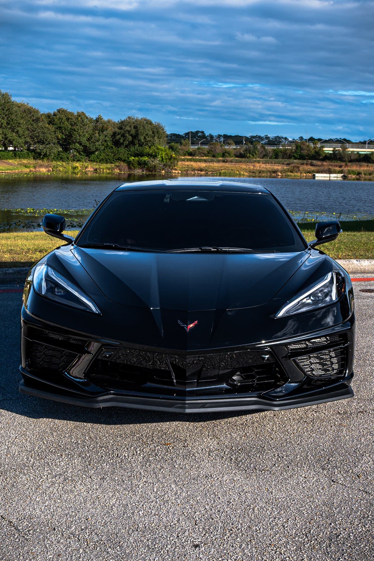 Black Chevrolet Corvette C8 view 3