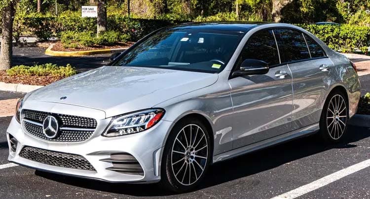 Silver Mercedes C300 AMG Trim