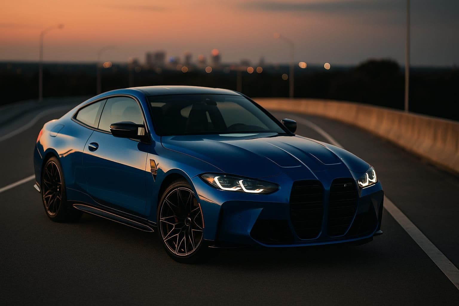 BMW M4 rental Orlando M4 Competition performance coupe on a Florida road