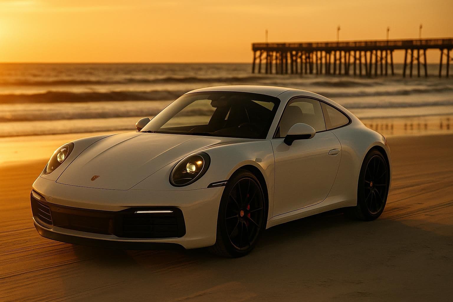 Sports car rental Daytona Beach on A1A near the Atlantic coast